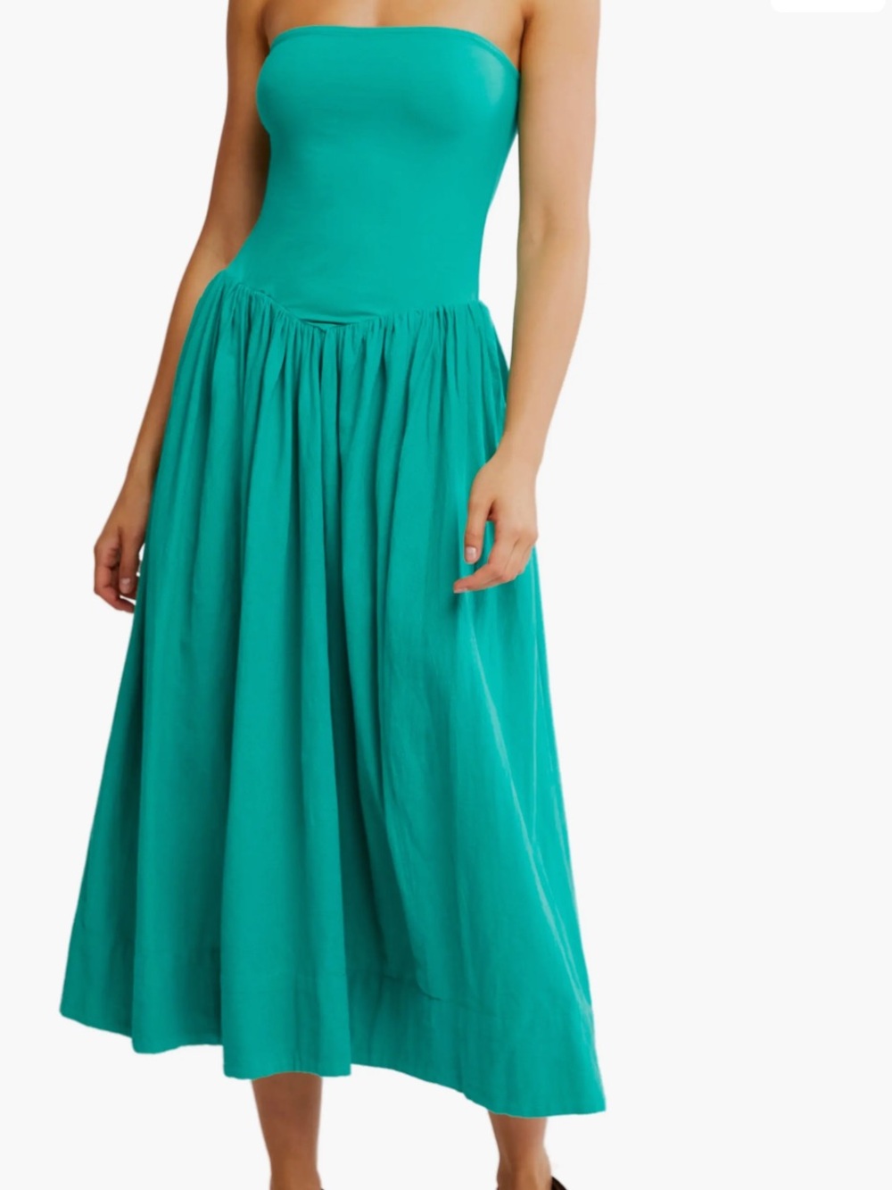 Free People Onda strapless midi dress in Malachite Green